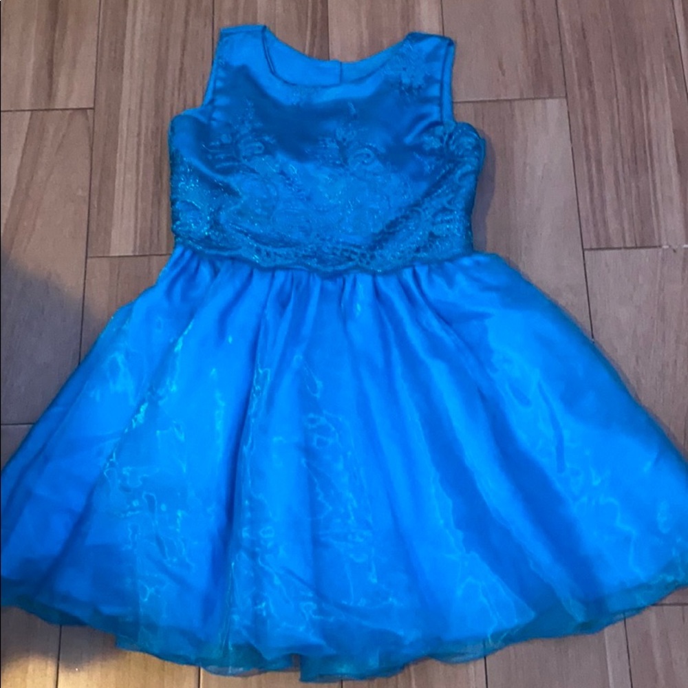 Blue party dress.